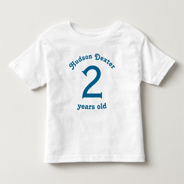 Camiseta Infantil Azul Personalizado Retroativo Com Dois Anos (Frente)