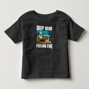 Camiseta Infantil Azul Profundo e Sentindo-se Bem Sereia e Golfinho