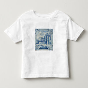 Camiseta Infantil Azulejo de Delft que mostra um drawbridge sobre um
