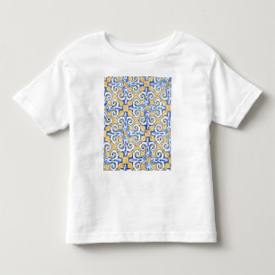 Camiseta Infantil Azulejos Espanhóis - Azulejo Azul, Amarelo e Bran