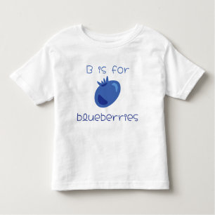 Camiseta Infantil "B é para mirtilos" Figura de fruta divertida