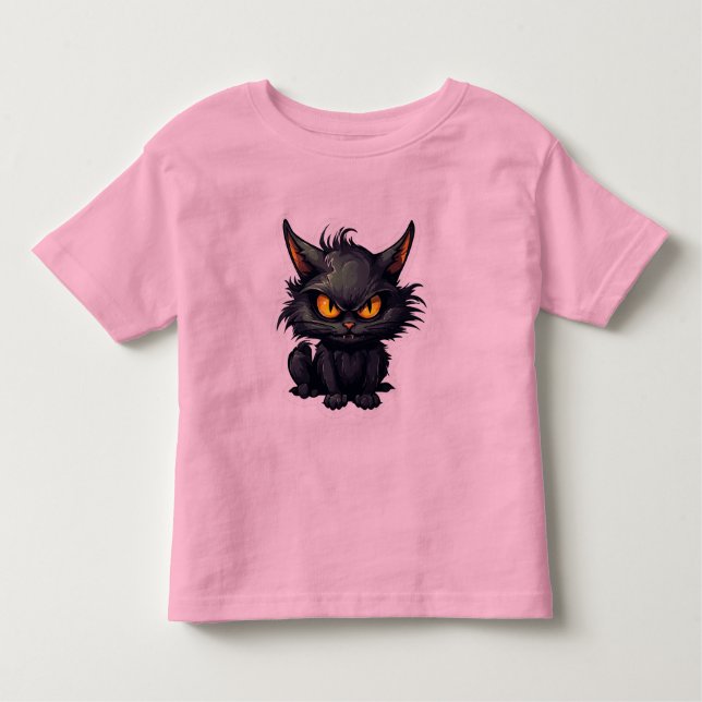 Camiseta Infantil Baby Black Cat Design - Toddler Fine Jersey T Shir (Frente)