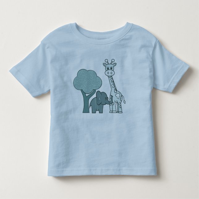 Camiseta Infantil Baby Boy Elephant e Giraffe (Frente)