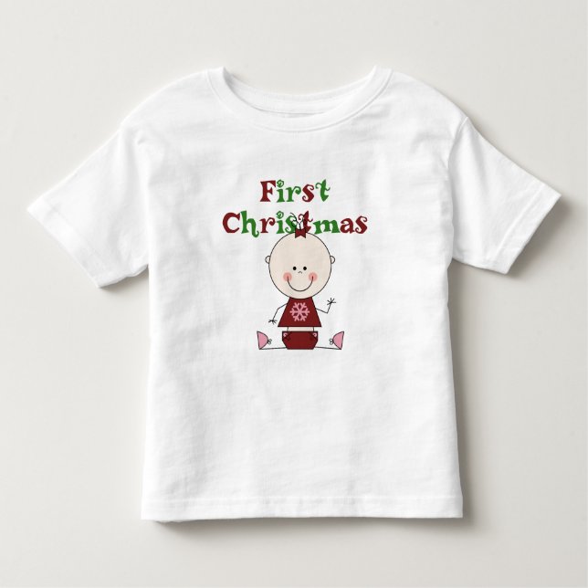 Camiseta Infantil Baby Girl First Christmas T-shirts e presentes (Frente)