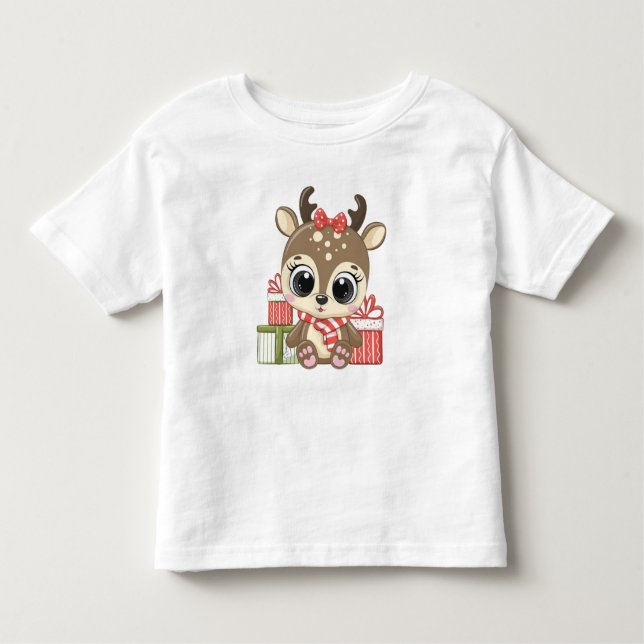 Camiseta Infantil Baby Reindeer e Presentes (Frente)