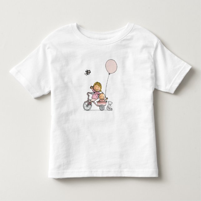 Camiseta Infantil Baby t-shirt met kindjes op driewieler (Frente)