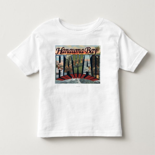 Camiseta Infantil Baía de Hanauma, Havaí - grandes cenas da letra (Frente)