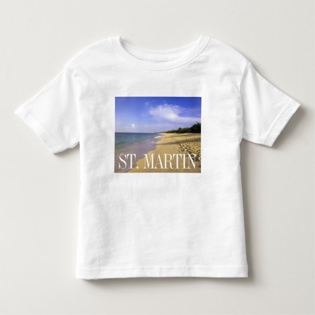 Camiseta Infantil Baie Longue Bay Beach, Rua Martin. (Frente)