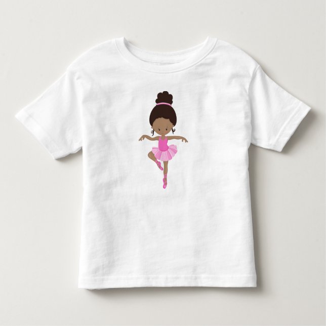 Camiseta Infantil Bailarina Afro-Americana, Garota de Ballet, Tutu R (Frente)