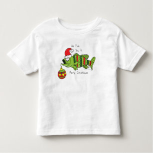 Camiseta Infantil Baixo Natal Engraçado Pesca Peixe Cartoon