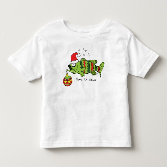 Camiseta Infantil Baixo Natal Engraçado Pesca Peixe Cartoon (Frente)