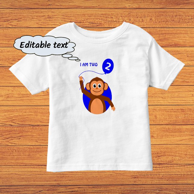 Camiseta Infantil Balão azul de macaco de aniversário (Criador carregado)