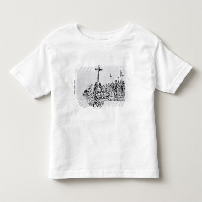 Camiseta Infantil Balboa que setting-up a cruz na costa (Frente)