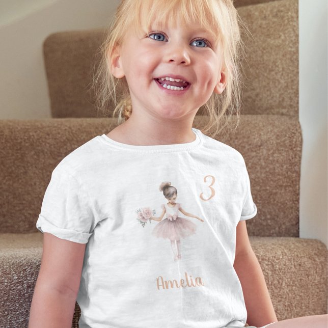 Camiseta Infantil Balé Dançarino Menina Personalizada Rosa de Aniver (Criador carregado)