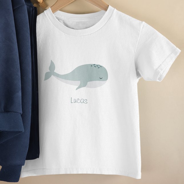 Camiseta Infantil Baleia Azul Cuta com Nome Personalizado (Criador carregado)