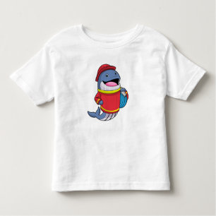 Camiseta Infantil Baleia como Bombeiro com Mangueira
