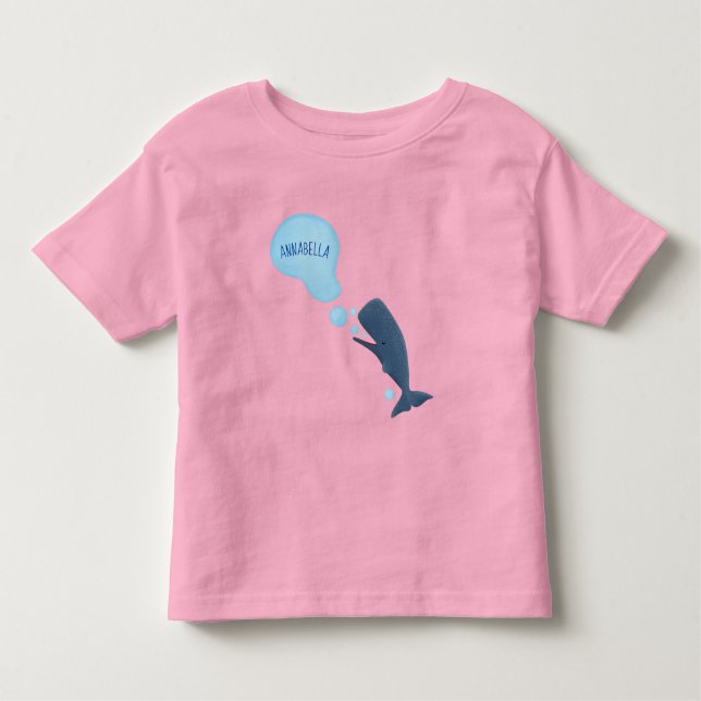 Camiseta Infantil Baleia de esperma branca soprando cartoons (Frente)
