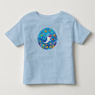 Camiseta Infantil Baleia Feliz e Peixes Tropicais Vibrantes
