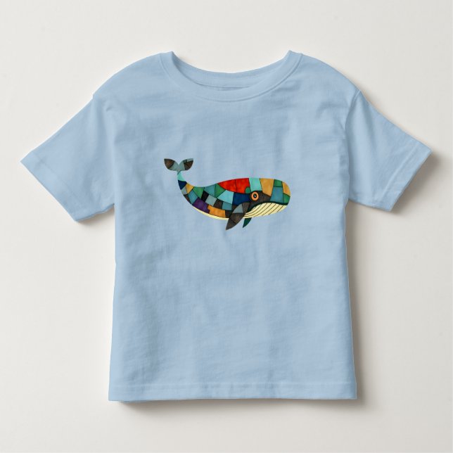 Camiseta Infantil Baleia Mosaica Vibrante (Frente)