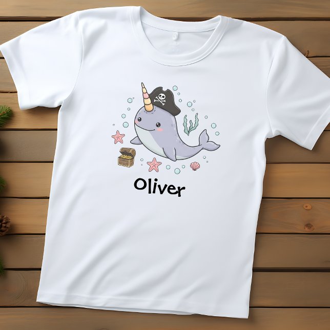 Camiseta Infantil Baleia Narval Pirata Fofa (Criador carregado)
