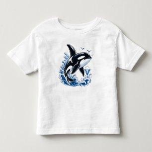 Camiseta Infantil Baleia Orca Fofa Gráfico Oceano para Crianças