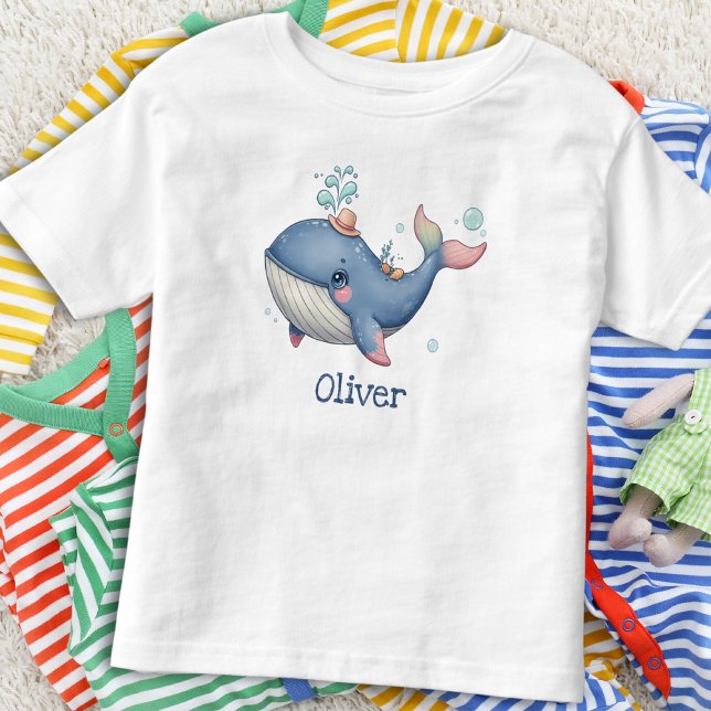 Camiseta Infantil Baleia-pequena e branca (Criador carregado)
