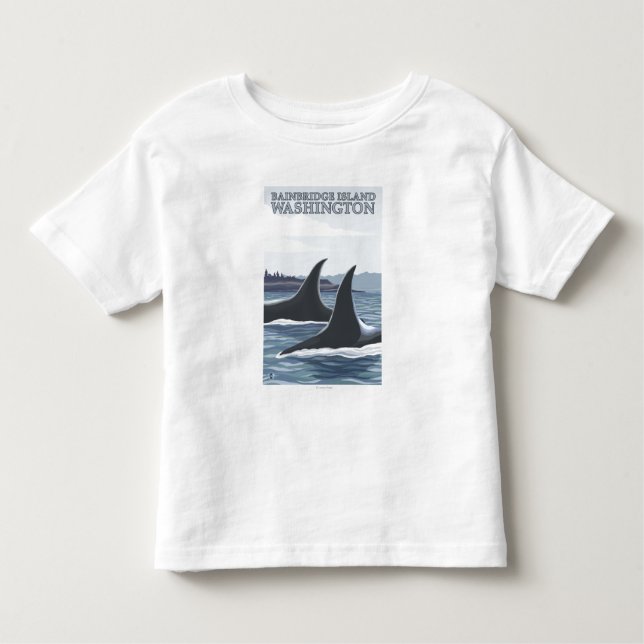 Camiseta Infantil Baleias #1 da orca - ilha de Bainbridge, (Frente)