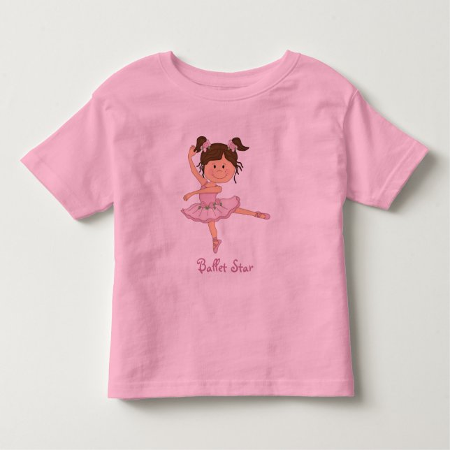 Camiseta Infantil Ballerina rosa-branca com uma estrela de Balé 1 (Frente)