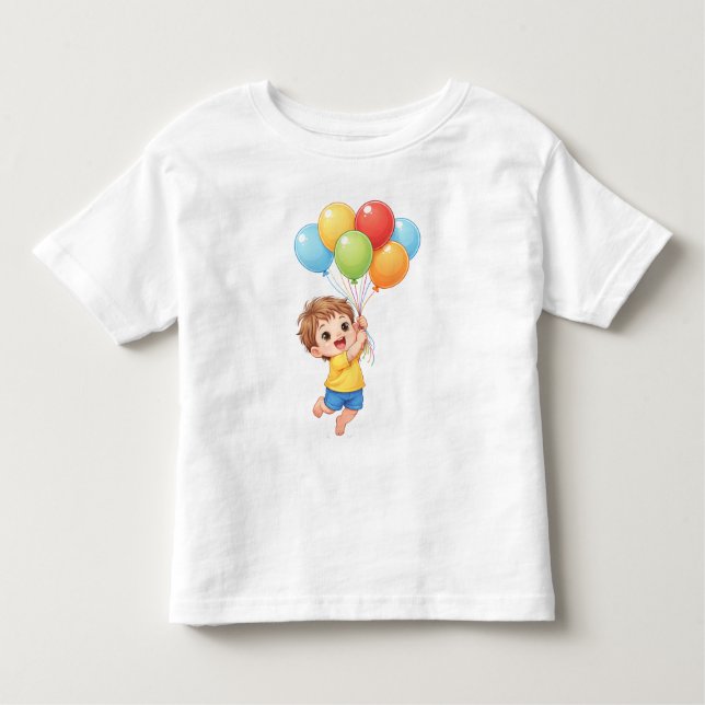 Camiseta Infantil Balloon Birthday Toddler T-Shirt – Happy Little Ki (Frente)