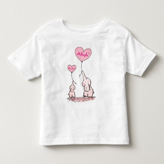 Camiseta Infantil Balões bonitos da posse do bebê do elefante (Frente)
