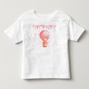 Camiseta Infantil Balões de Urso de Pelúcia Rosa 