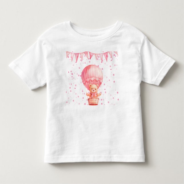 Camiseta Infantil Balões de Urso Rosa (Frente)