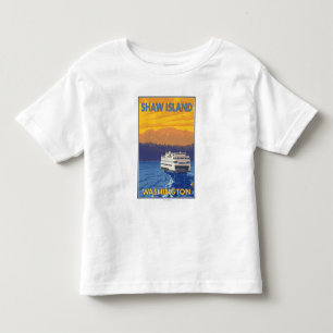 Camiseta Infantil Balsa e montanhas - ilha de Shaw, Washington