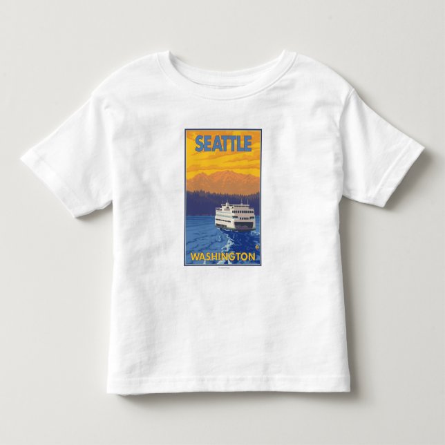 Camiseta Infantil Balsa e montanhas - Seattle, Washington (Frente)