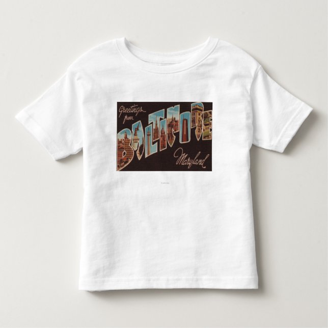 Camiseta Infantil Baltimore, Maryland - grandes cenas 3 da letra (Frente)