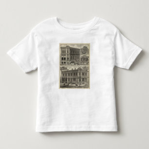 Camiseta Infantil Bancos, residência, casa da casca, centro de