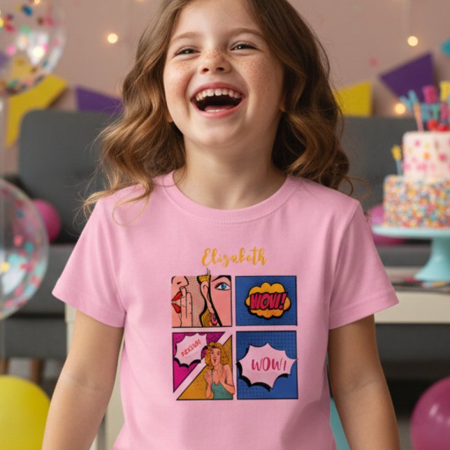 Camiseta Infantil banda desenhada pop (Criador carregado)