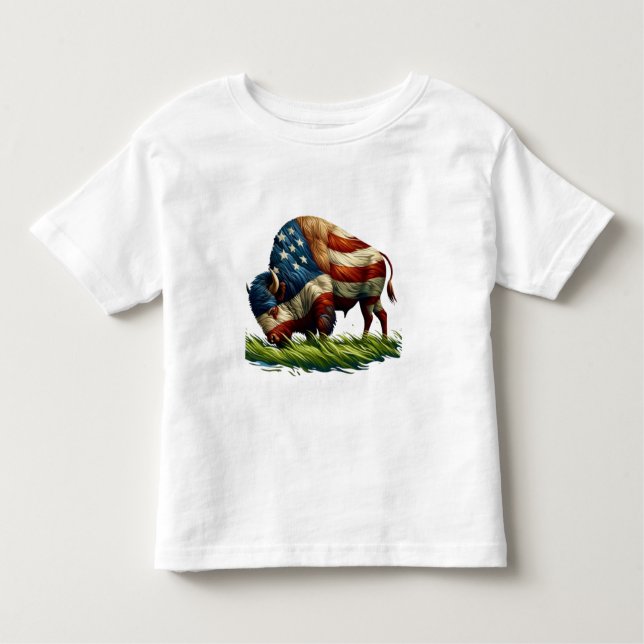 Camiseta Infantil Bandeira Americana Buffalo (Frente)