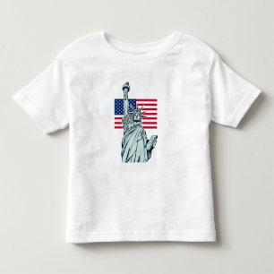 Camiseta Infantil Bandeira Americana com a Senhora Liberdade