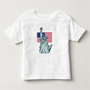 Camiseta Infantil Bandeira Americana com Lady Liberty