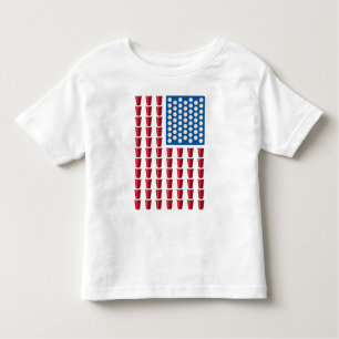 Camiseta Infantil Bandeira americana do jogo do bebendo de Pong da