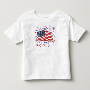 Camiseta Infantil Bandeira Americana e Fireworks