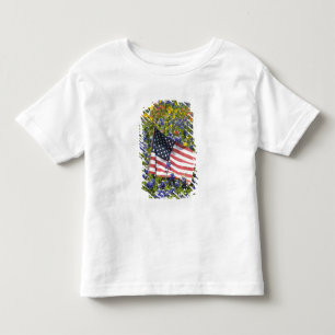 Camiseta Infantil Bandeira Americana em campo de Blue Bonnets,