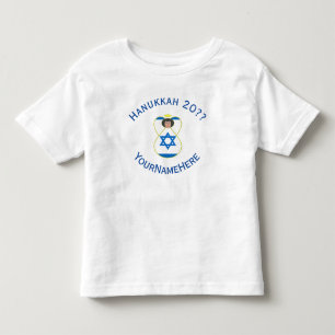 Camiseta Infantil Bandeira azul de Hanukkah do anjo israelense perso