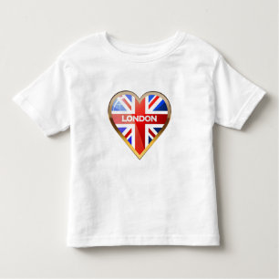 Camiseta Infantil Bandeira britânica Coração-Dada forma