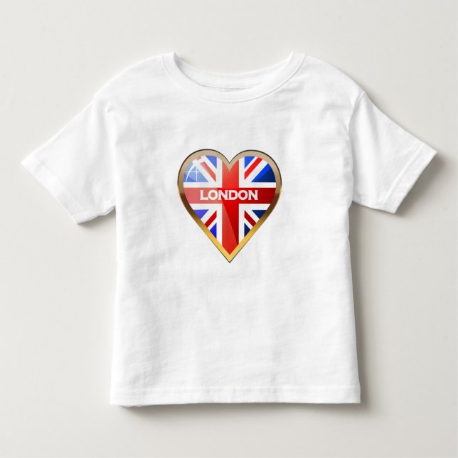Camiseta Infantil Bandeira britânica Coração-Dada forma (Frente)