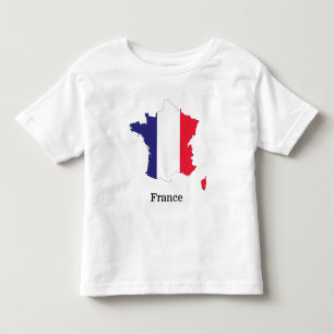 Camiseta Infantil Bandeira da França no Design de Souvenir de Mapa