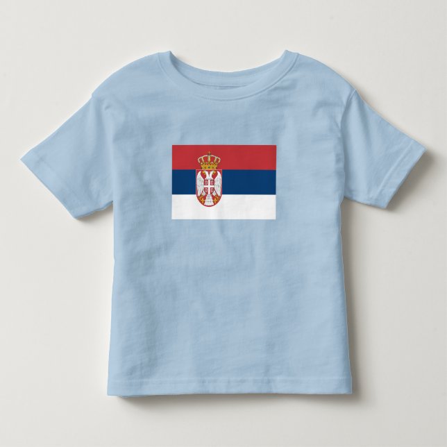 Camiseta Infantil Bandeira da Sérvia (Frente)
