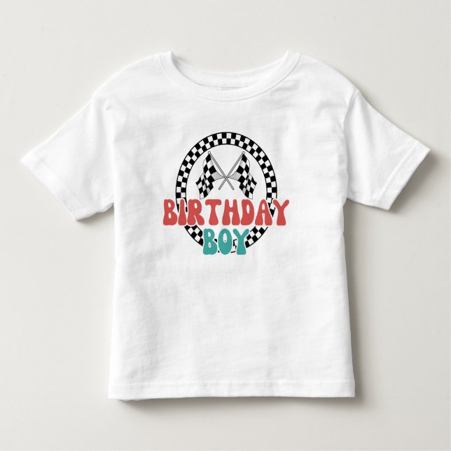 Camiseta Infantil Bandeira de Corrida de Menino de Aniversário (Frente)