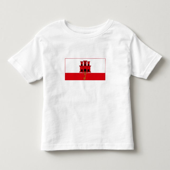 Camiseta Infantil Bandeira de Gibraltar (Frente)